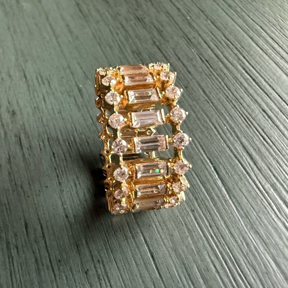 Adriana Orsini Eternity Band Ring Gold Plated CZ 925 Sterling Silver